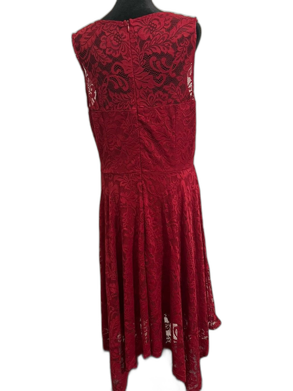 MeetJen Women’s XL Burgundy Floral Lace Sleeveless A-Line Dress